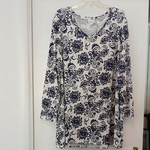 LuLaRoe Blue and White Paisley Tunic